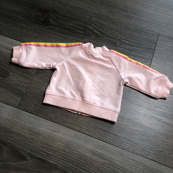 Janie And Jack Baby Pink And Pastel Rainbow Stripe Track Jacket Size 0-3 Months - Picture 8 of 10